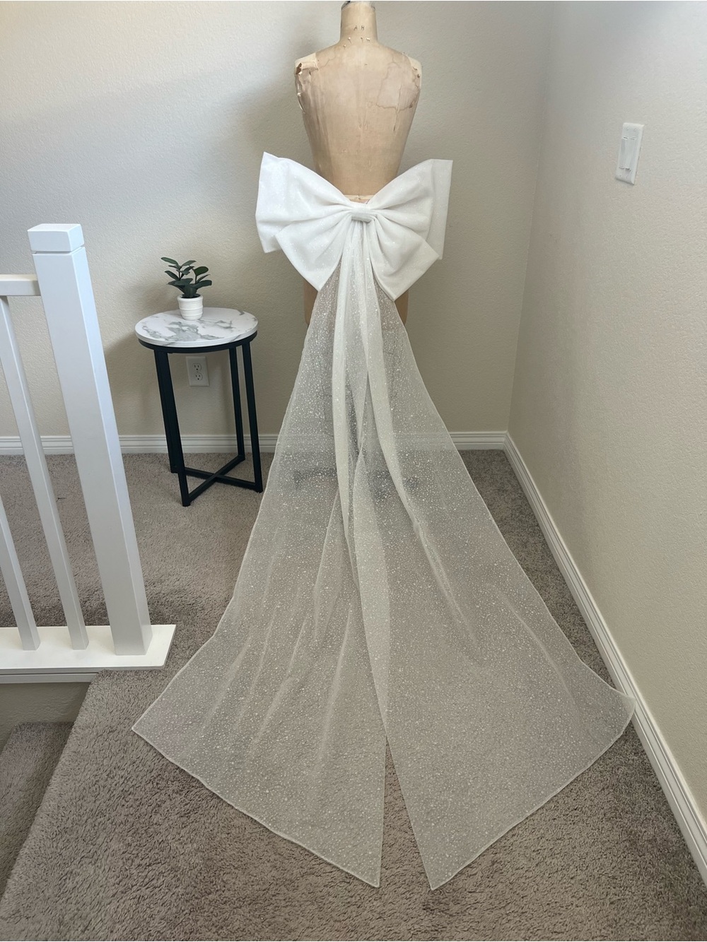 Oversized sparkle organza bow